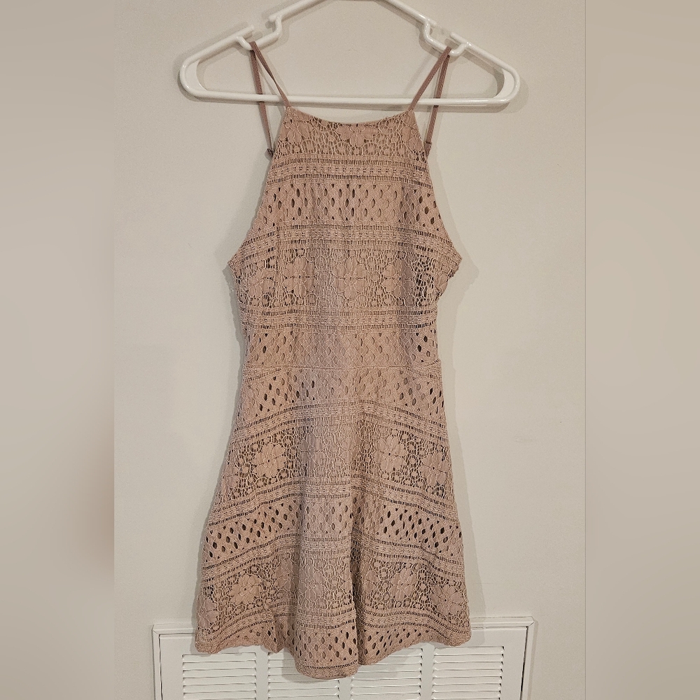 Lush Dusty Pink High Neck Spaghetti Strap Dress Size Small EUC